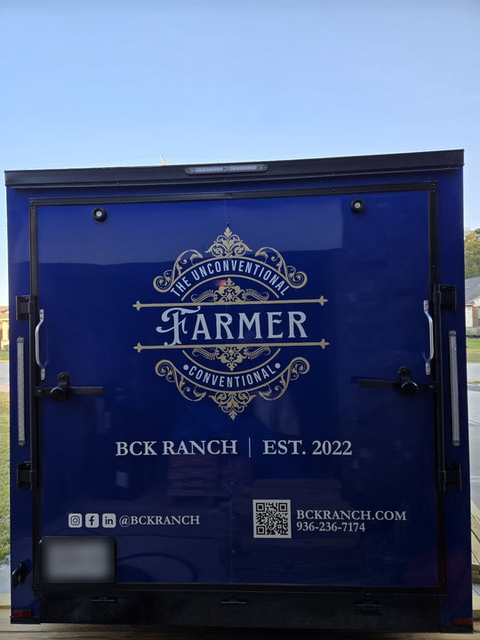 BCK Ranch custom enclosed trailer, rear view